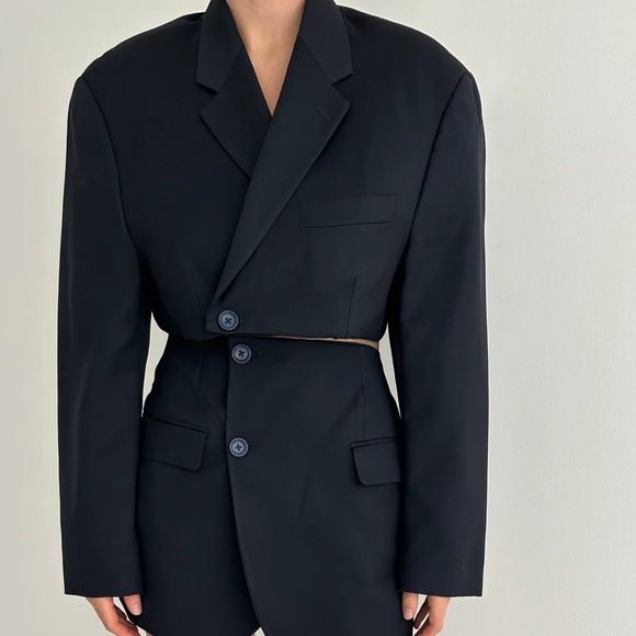 Vintage HAVRE STUDIO Green cropped blazer & skirt Set - Picture 2 of 9